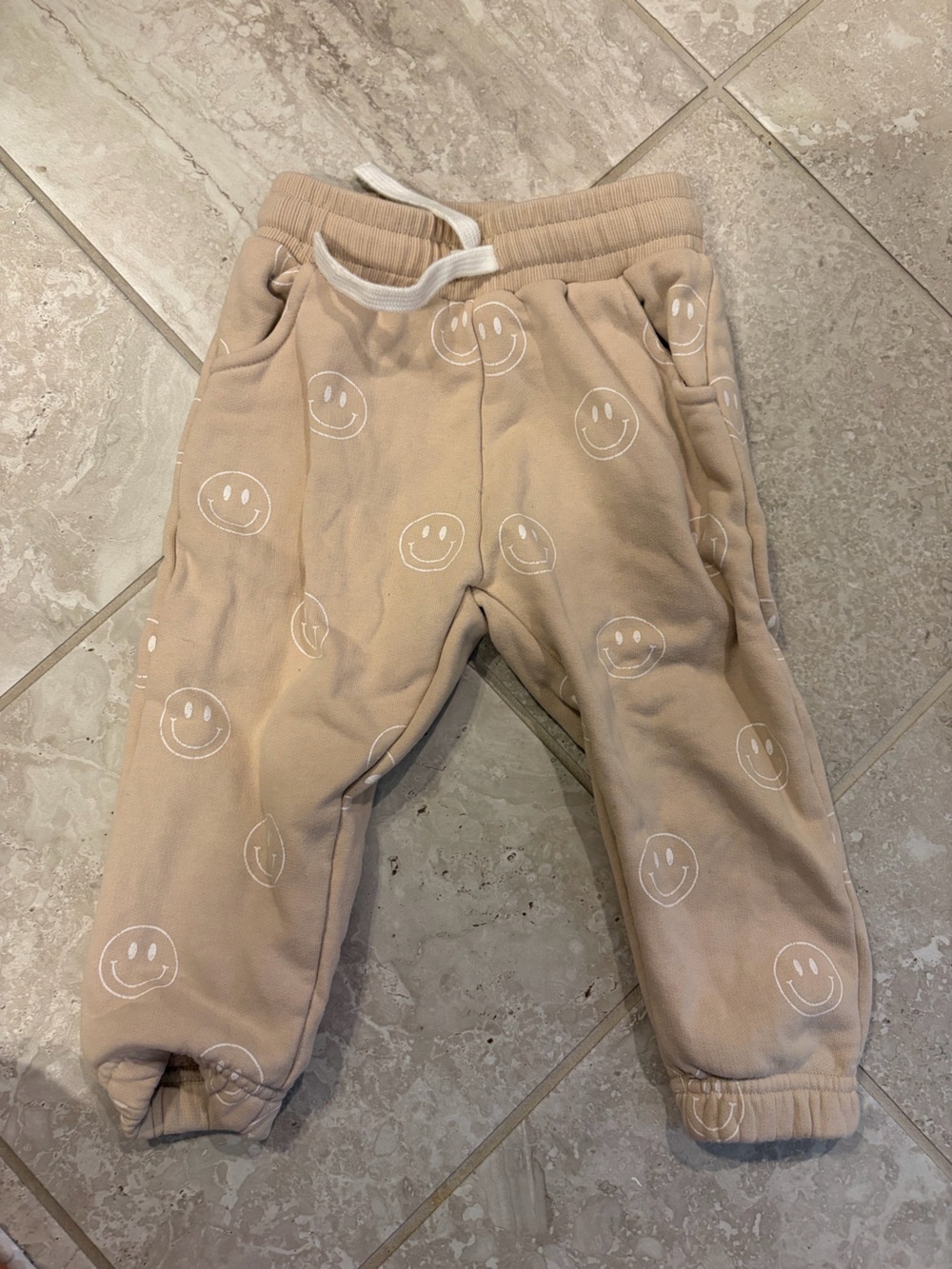 Little Bipsy Beige Smile Print Joggers